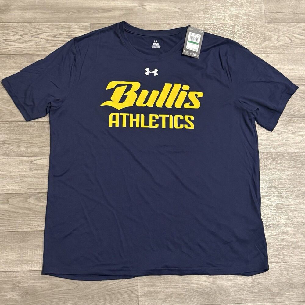 NWT Under Armour Tech T-Shirt Men L Navy Blue Bullis School Athletics Loose Fit